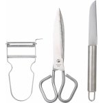 3dílná sada kuchyňského náčiní Bergner / škrabka / nůžky / nůž na ovoce / nerezová ocel / stříbrná – Zboží Dáma