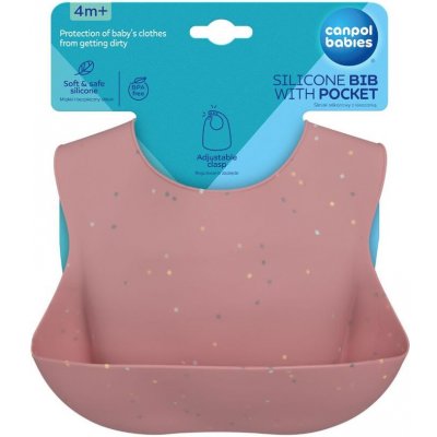 Canpol babies Silikonový bryndák s kapsou Dots Dots růžový – Zboží Mobilmania