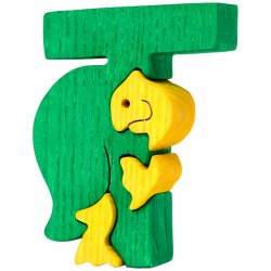 Fauna vkládací puzzle z masivu abeceda písmenko T želva