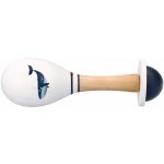 Adam Toys Dřevěné chrastítko rumba koule Velryba bílá/modrá – Sleviste.cz