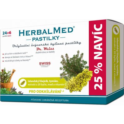Dr. Weiss HerbalMed islandský lišejník + tymián + vitamin C 30 pastilek – Hledejceny.cz