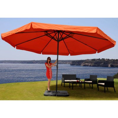 Mendler Slunečník Meran Pro, gastronomický deštník s volánem 5m polyester/hliník 28kg terakota se stojanem – Zboží Mobilmania
