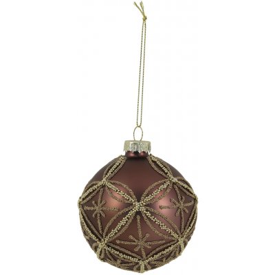Chic Antique Mocca vánoční skleněná ozdoba koule se vzorem Chic Antique – Ø 8 cm – Hledejceny.cz