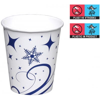 DEKOS Kelímek papírový 200/250ml 8oz 80mm vločka - zimní vánoční potisk - EU logo – Zboží Mobilmania