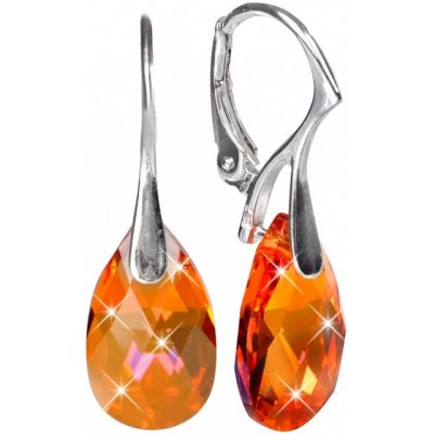 Swarovski Elements Pear krystal stříbrné visací oranžové slzičky kapky 31242.3 Astral Pink oranžová růžovo oranžová – Zboží Mobilmania