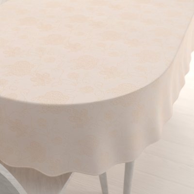 Biante Teflonový oválný ubrus TF-099 Zlaté květované ornamenty na béžovém 140x180 cm – Sleviste.cz