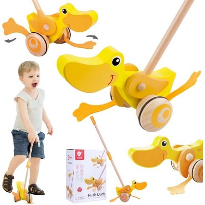 Teddies strkadlo Kačenka dřevo 55cm tlačící s tyčkou v krabici 20x29x13cm – Hledejceny.cz
