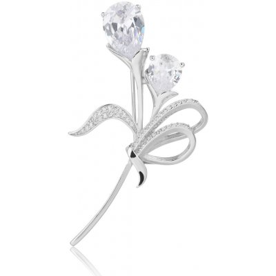 Jan Kos jewellery Stříbrná brož s bílým zirkonem MHT-4879/SW – Zboží Dáma