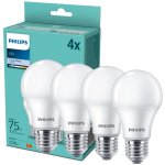 Philips 4x LED žárovka E27 A60 10W = 75W 1055 lm 4000lK denní bílá Milk – Zboží Živě