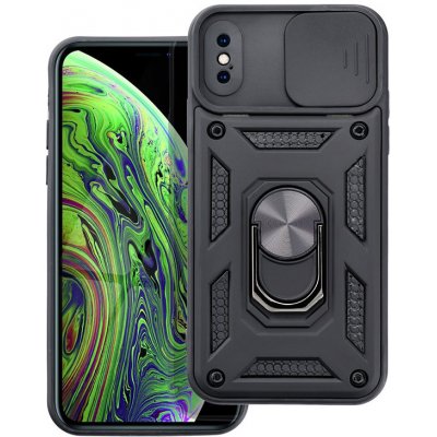 Pouzdro AppleMix SLIDE ARMOR Apple iPhone X / Xs - plastové / gumové - odolné - krytka fotoaparátu - černé