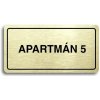 Piktogram Accept Piktogram "APARTMÁN 5" (160 × 80 mm) (zlatá tabulka - černý tisk)