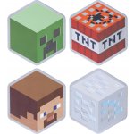 CurePink: | Kovové tácky pod sklenice Minecraft: Postavy a Ikony set 4 kusů (10x10 cm) [PP13600MCF] – Hledejceny.cz