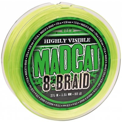 MADCAT šňůra 8-BRAID HI VIS YELLOW 270m 0,50mm 52,2kg – Zboží Mobilmania