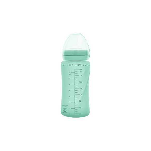 Dětská láhev a učící hrnek Everyday Baby skleněná s brčkem 240 ml Mint Green