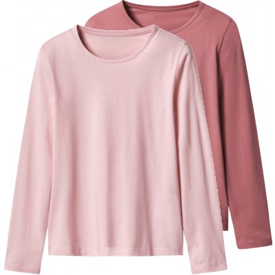 Esmara Kids dívčí triko s dlouhými rukávy 2 kusy růžová / světle růžová – Zboží Dáma