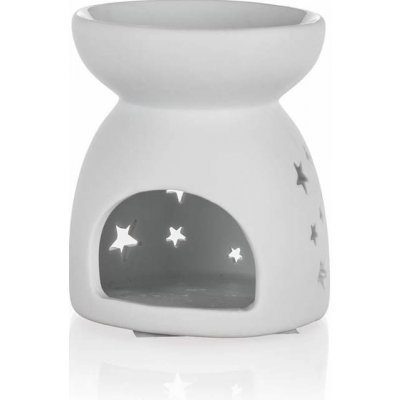 HOME DECOR Aroma lampa porcelánová 8 x 9 cm, hvězdy, bílá – Zboží Mobilmania