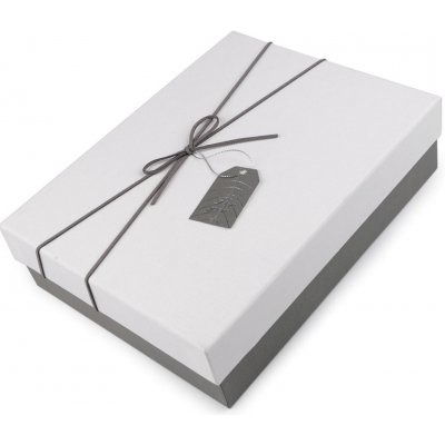 Dárková krabice s mašlí a visačkou - (21,5x28 cm) bílá šedá – Zboží Dáma