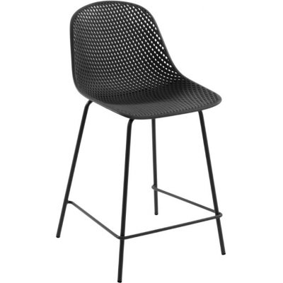 Kave Home Quinby 65 cm Tmavě šedá plastová barová židle – Zboží Mobilmania