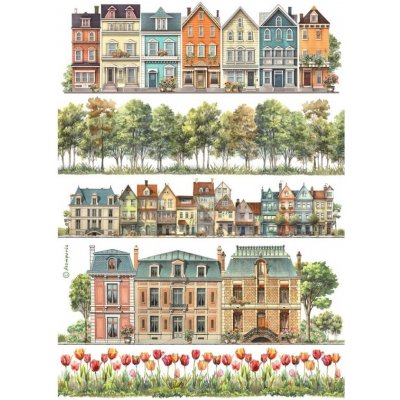 Stamperia Rýžový papír Domy – Zboží Dáma