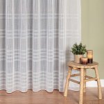 Buona ventura Organzová záclona hrubě tkaná 2134, vodorovné proužky, s olůvkem, bílá výška 300cm ( v metráži) – Zboží Mobilmania