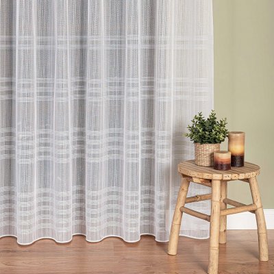 Buona ventura Organzová záclona hrubě tkaná 2134, vodorovné proužky, s olůvkem, bílá výška 300cm ( v metráži) – Zboží Mobilmania