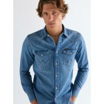 Wrangler Western pánská džínová košile 112378393 mid light wash – Zboží Dáma