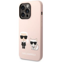 Karl Lagerfeld and Choupette Liquid Silicone Apple iPhone 14 Pro Max růžové