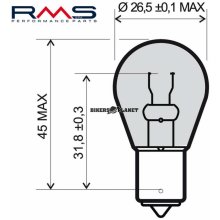 RMS 246510195 P21W BA15S 12V 21W