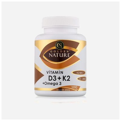 Golden Nature Vitamin D3 2000 I.U. + K2 + MK-7 + Omega 3 100 tablet – Hledejceny.cz