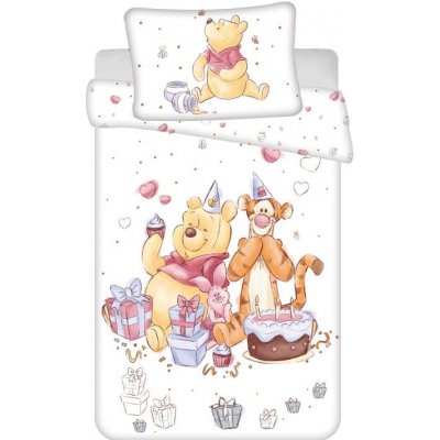 JERRY FABRICS Povlečení do postýlky Medvídek Pú Birthday party baby 100% bavlna 100x135, 40x60 cm – Zboží Dáma
