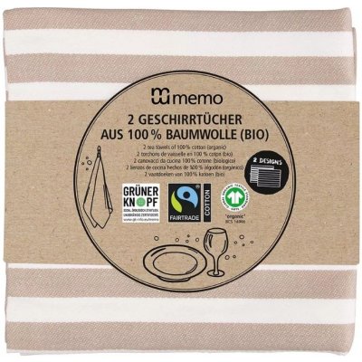 Memo Utěrky z BIO bavlny s certifikátem Gots, 2 ks v balení – Sleviste.cz