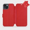 Pouzdro a kryt na mobilní telefon Apple Pouzdro Luxusní kožené Mobiwear Flip Apple iPhone 13 - Červené - L_RDS Red Leather