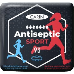 Carin Antiseptic Sport ultratenké hygienické vložky s křidélky pro sport 9 ks