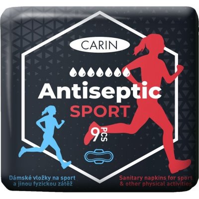 Carin Antiseptic Sport ultratenké hygienické vložky s křidélky pro sport 9 ks – Zboží Dáma