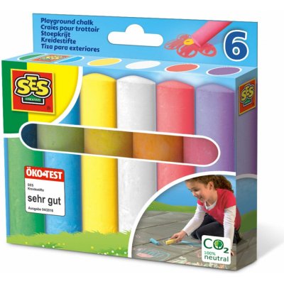 SES CREATIVE Křídy chodníkové barevné tlusté set 6ks v krabičce – Zboží Dáma