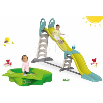 Smoby set dětská skluzavka Toboggan Super Megagliss 2v1 a pískoviště s krytem a vodní dráhou 310260-13