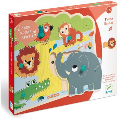 Djeco vkládací puzzle zvířátka z jungle se zvuky – Hledejceny.cz