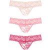 Dámské erotické kalhotky a tanga Underneath Rose Thongs Set 3ks (Pink), komplet tanga s květinovým vzorem