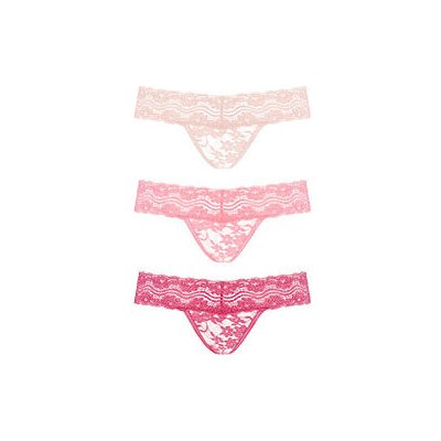 Underneath Rose Thongs Set 3ks (Pink), komplet tanga s květinovým vzorem – Zboží Dáma