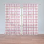 Sablio Záclony Růžovobílé kosočtverce: 2ks 150x250cm – Hledejceny.cz
