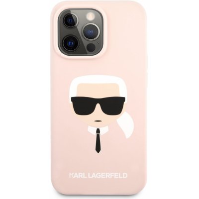 Pouzdro Karl Lagerfeld Liquid Silicone Karl Head iPhone 13 Pro Light růžové