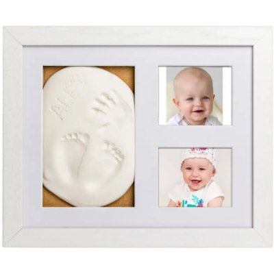 Tiny Memories Sada na otisk miminka v dřevěném rámečku, trojrámek - dárková sada - bílý – Zboží Dáma
