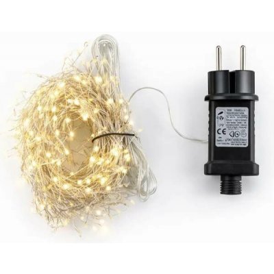 DECOLED LED světelný řetěz 3 m venkovní, teple bílá, 600 diod, stříbrný kabel IP44, vč. zdroje – Hledejceny.cz