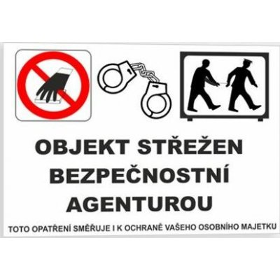 Traiva s.r.o Objekt střežen bezpečnostní agenturou Verze: Samolepka 210 x 148 mm (A5) tl. 0.1 mm - Kód: 09856 – Hledejceny.cz