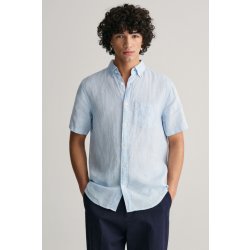 Gant košile reg linen Houndstooth SS shirt modrá