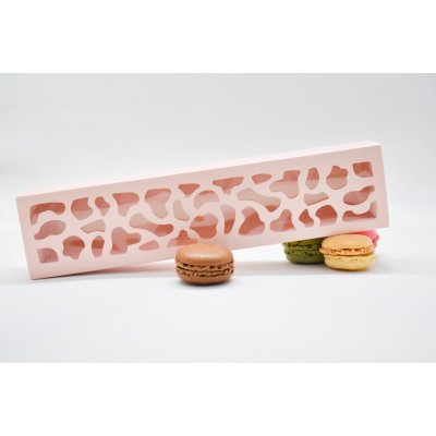 Cake star Krabička na makronky růžová se vzorovým okénkem 25,8x6x4cm (na 10 kusů) – Zboží Dáma