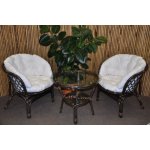 Ratanová sedací souprava Bahama hnědá 2+1, polstr MAXI bílý – Zboží Dáma