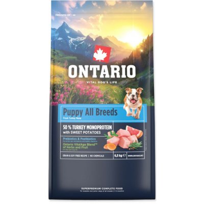 Ontario Puppy & Junior All Breeds Monoprotein Turkey & Sweet Potatoes 13 kg – Hledejceny.cz