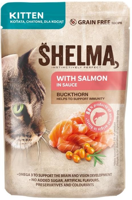 Shelma Kitten losos a rakytník v omáčce 28 x 85 g