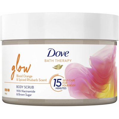Dove Glow tělový peeling s vůní červeného pomeranče a rebarbory 295 ml – Zboží Dáma